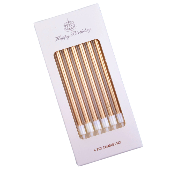 Свічки для торта Металік античний 6 шт. Золотий (16083)