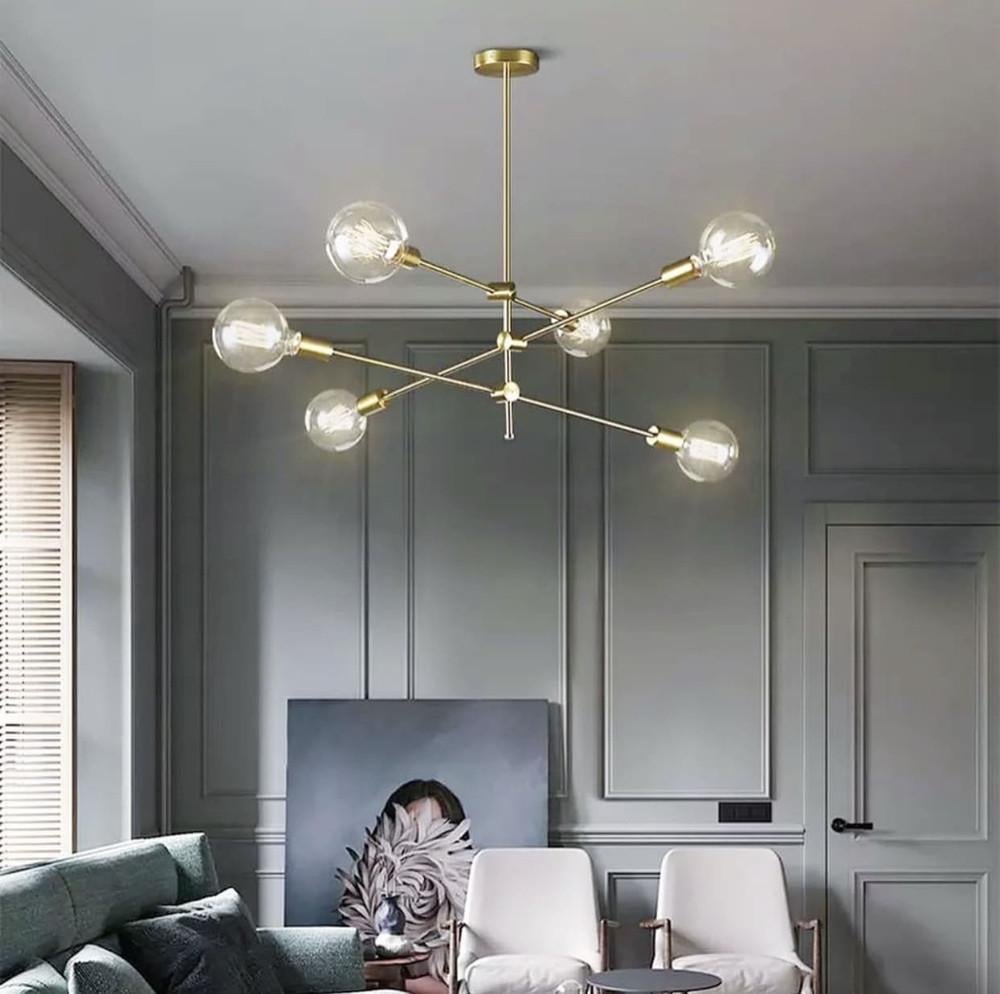 Светильник минималистичный без плафонов на 6 патронов с цоколем Е27 (AOC 14/6)