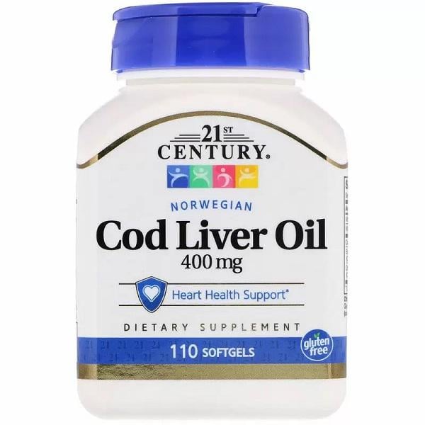 Жир із печінки тріски 21st Century Cod Liver Oil 400 мг 110 Softgels (CEN21168)