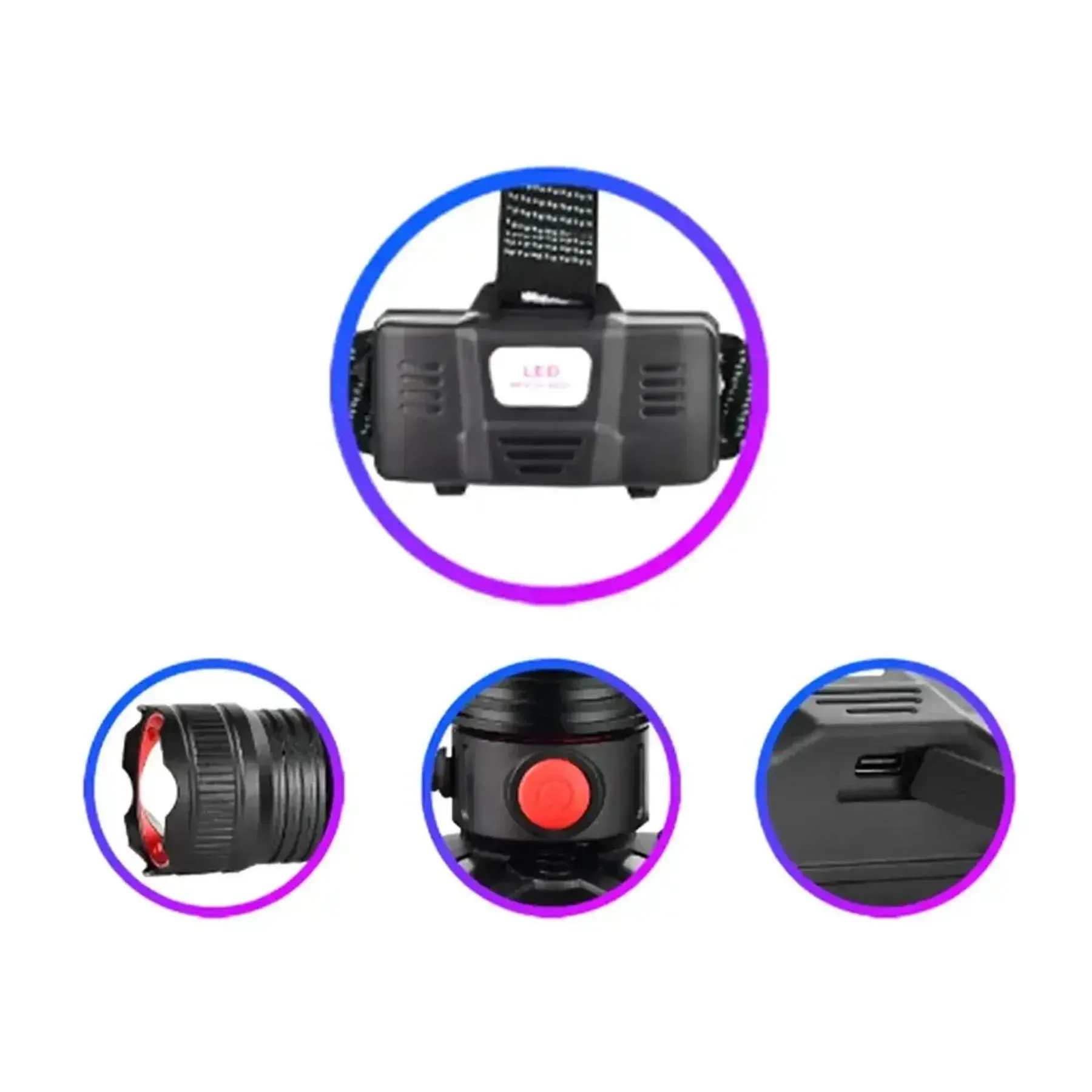 Ліхтар налобний Bailong SY-8101-TG Cree XML-T6 1200lm з Zoom/USB Type-C/IPX4 2х18650 (ML-05056) - фото 2 Ліхтар налобний Bailong SY-8101-TG Cree XML-T6 1200lm з Zoom/USB Type-C/IPX4 2х18650 (ML-05056) - фото 2