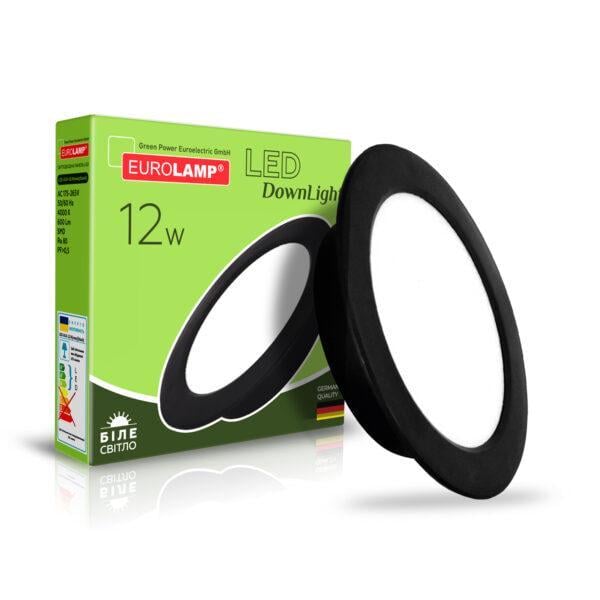Світильник LED Eurolamp DownLight круглий 12 Вт 4000K Чорний (24439191)