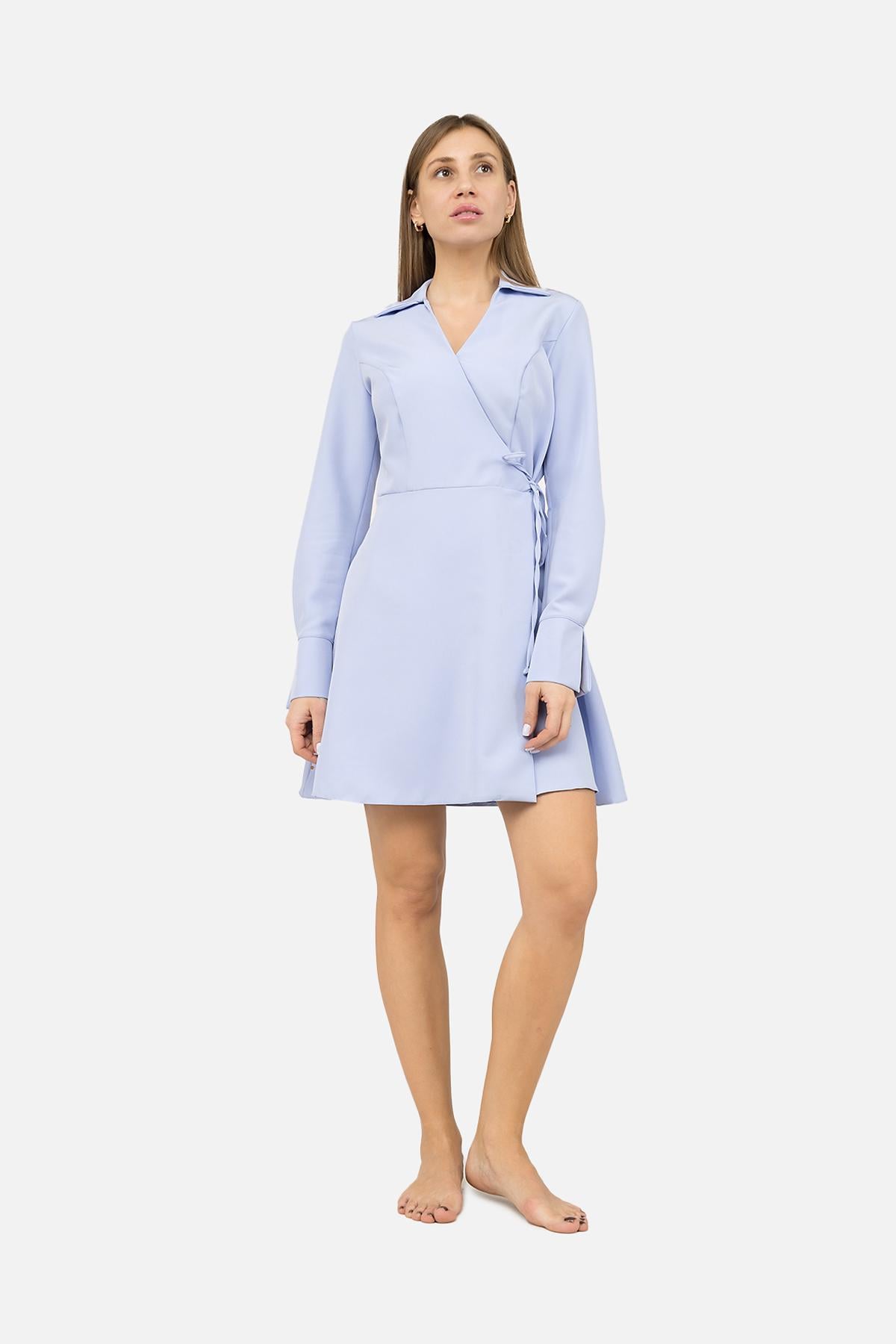 Платье на запах женское Yuki ЦБ-00269346 р. 44 Голубой (SKT001043135)