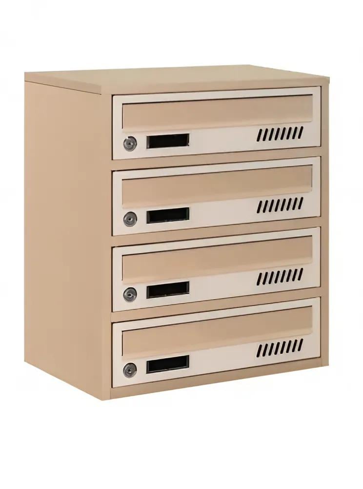 Ящик почтовый Галіндустрія E2-04-А на 4 квартиры металлический с окошком и декоративной перфорацией 390х250х455 мм Бежевый (124-119-000004689)