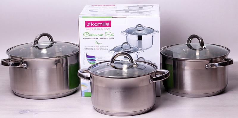 Набор кастрюль Kamille Mystery со стеклянными крышками 2,5/3,8/6,5 л - фото 5 Набор кастрюль Kamille Mystery со стеклянными крышками 2,5/3,8/6,5 л - фото 5