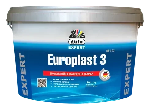 Краска водно-дисперсионная Dufa Expert EUROPLAST 3 матовая 10 л Белый