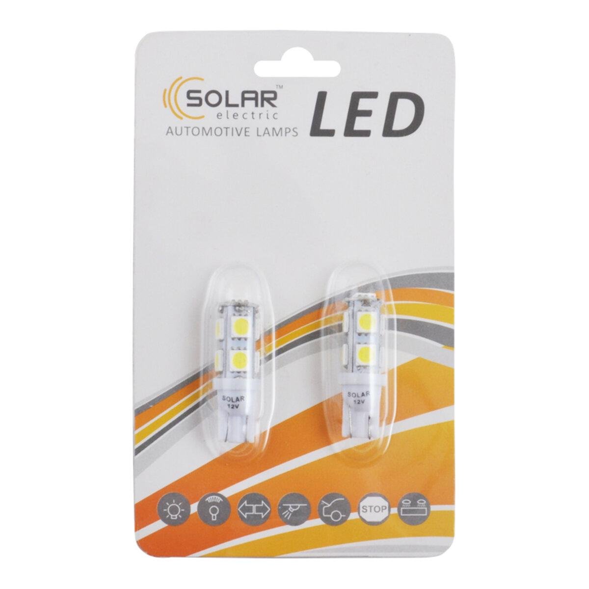 Автолампа Solar LED 12V T10 W2.1x9.5d 9SMD 5050 2 шт. White Автолампа Solar LED 12V T10 W2.1x9.5d 9SMD 5050 2 шт. White