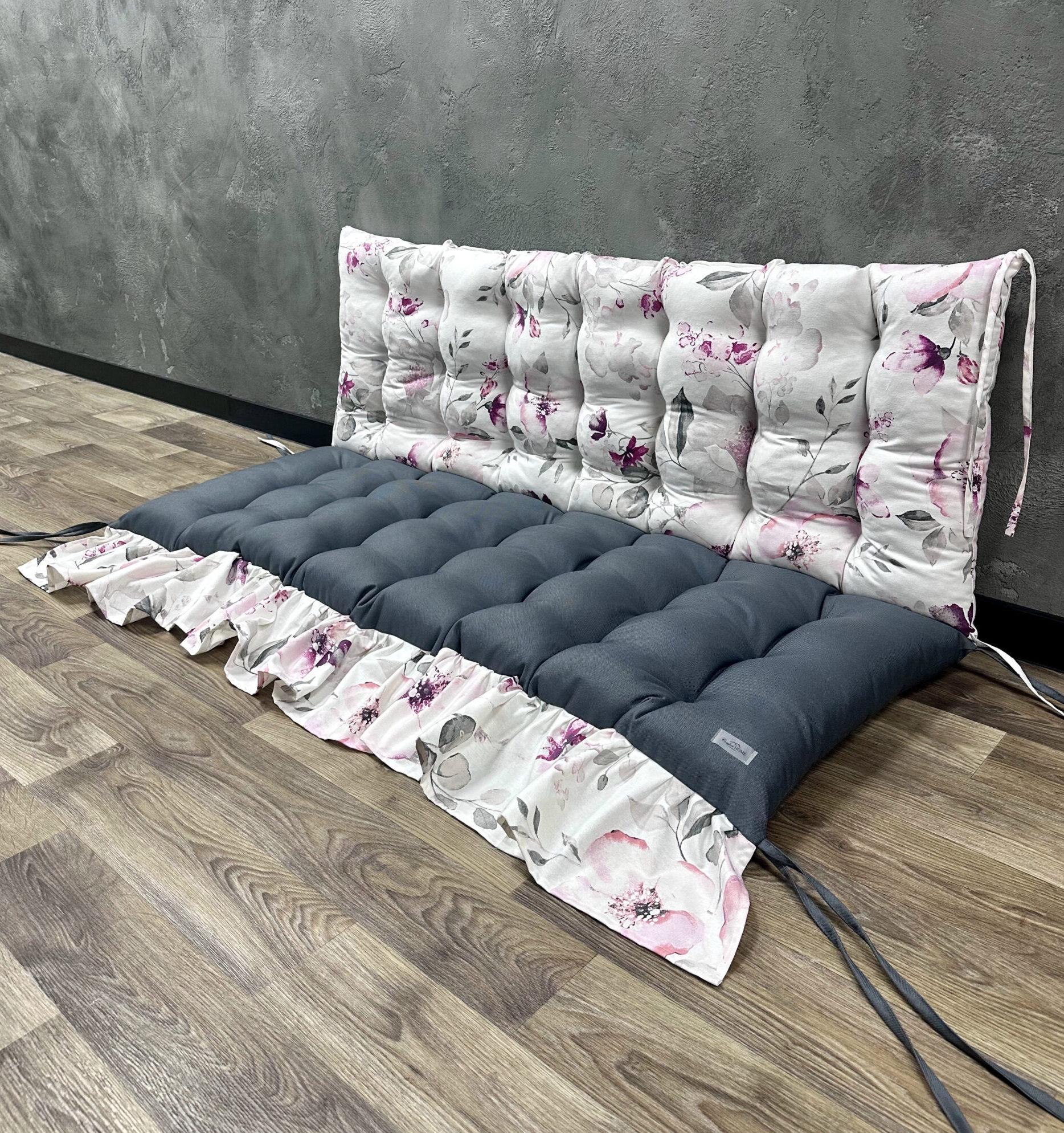 Подушка Comfort Home Aquarel на поддоны/качели/каркасы/садовую мебель с рюшей комбинированная 150х50х50 см (7722773)