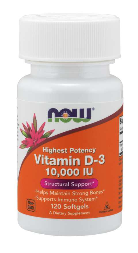 Вітаміни NOW Vitamin D-3 10000 IU 120 капс Без смаку