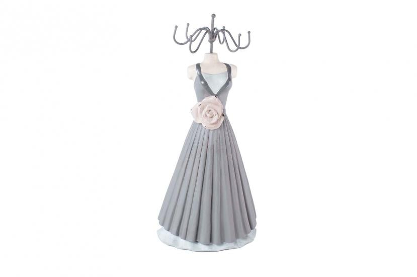 Статуэтка-вешалка для украшений Платье с розой 34 см Grey/Pink (109473)