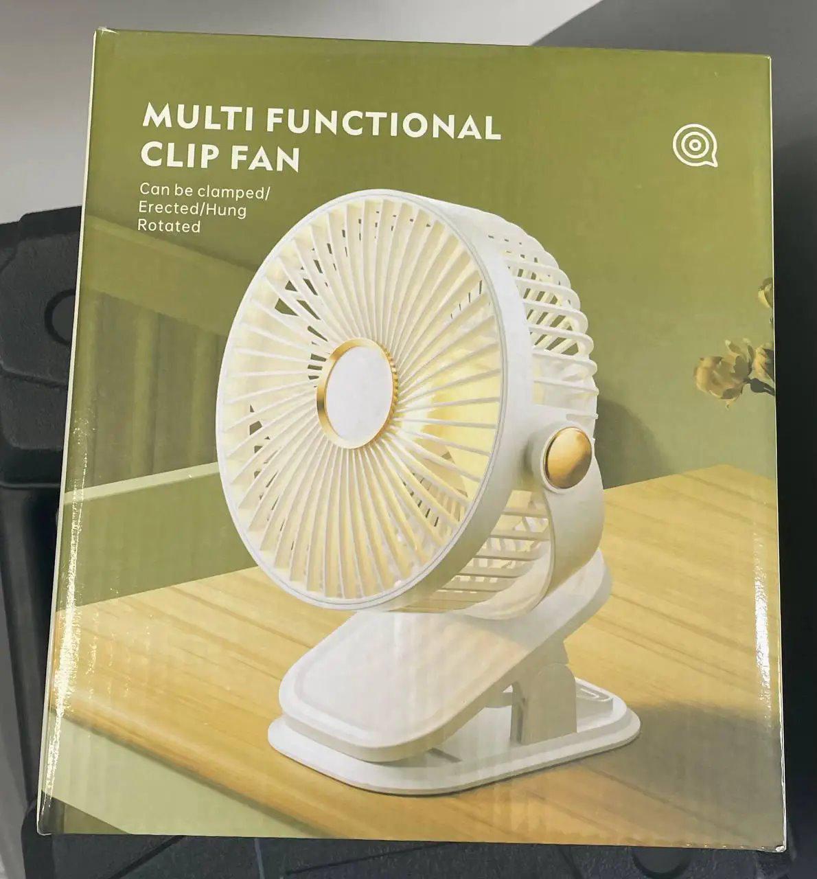 Вентилятор настольный на прищепке Multi functional clip fun 360° аккумуляторный 3 скорости с USB зарядкой Белый - фото 6