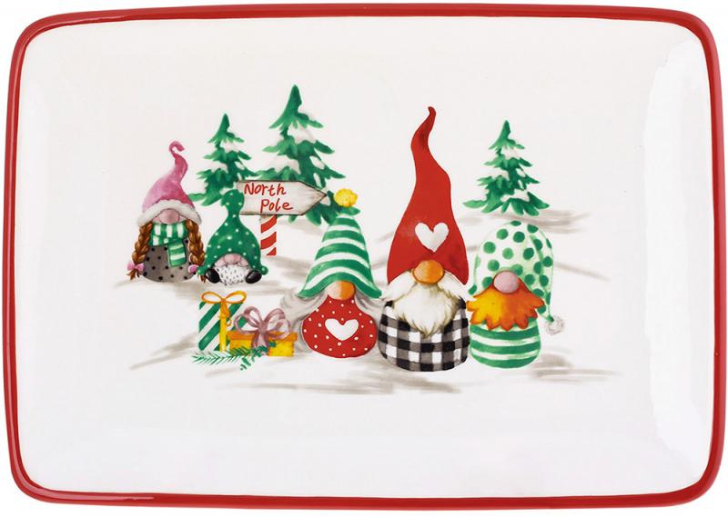 Тарелка керамическая Гномы с подарками 25x18 см прямоугольная (BD-DM103-X)