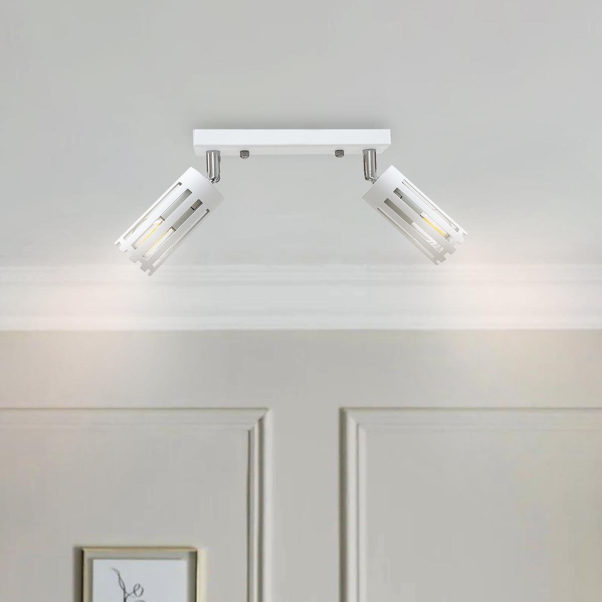 Спот-светильник MSK ELECTRIC Teramo на два плафона в полоску под лампу Е27 Белый (NL 18050-2 WH)