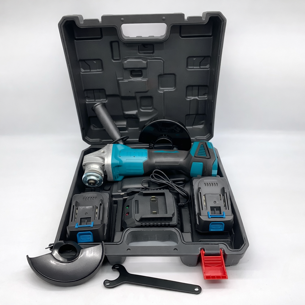 Угловая шлифмашина аккумуляторная 8500 об/мин с двумя аккумуляторами 24V в пластиковом кейсе (DUC66)