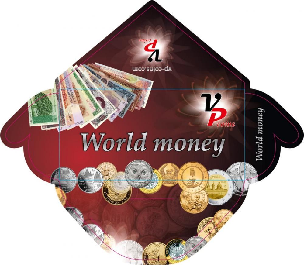 Конверт для банкнот купюр 85x175 мм VP-coins серия World money 1 (А15522)