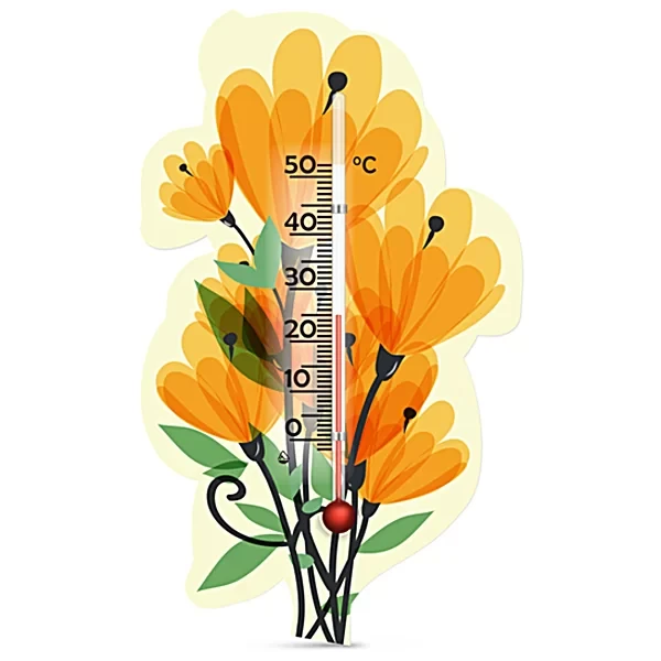 Термометр кухонний побутовий Квіти Маргаритки жовті без ртуті на магніті від 0 до 50°C (BP-1528MR)