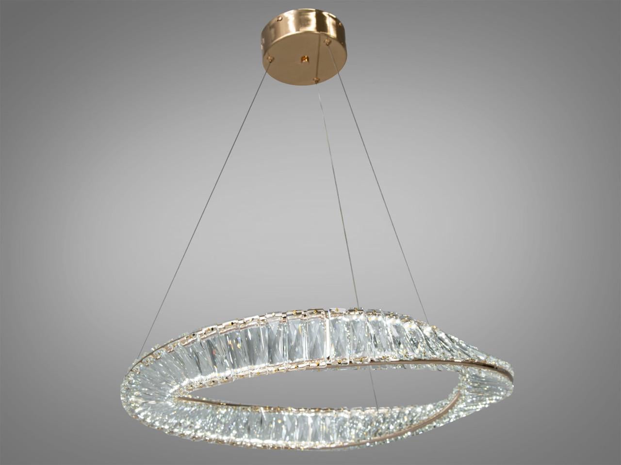 Изысканная хрустальная LED люстра для зала с пультом, цвет золото, 72W на 11м2 548-600G-LS