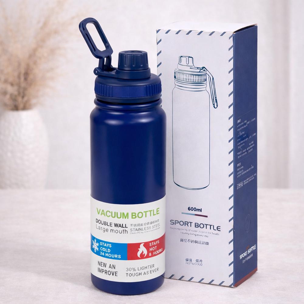 Термобутылка спортивная 124699 600 мл из нержавеющей стали 316 с ситечком и петлей для переноски Синий