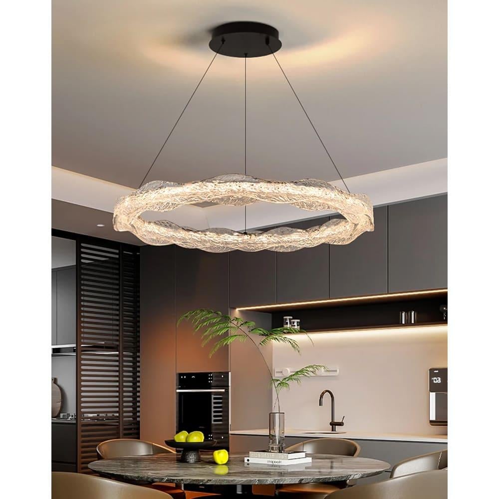 Люстра з підвісним корпусом з хвилястого рельєфного акрилу Ø 60 см Чорний (MJ373-600 BK)