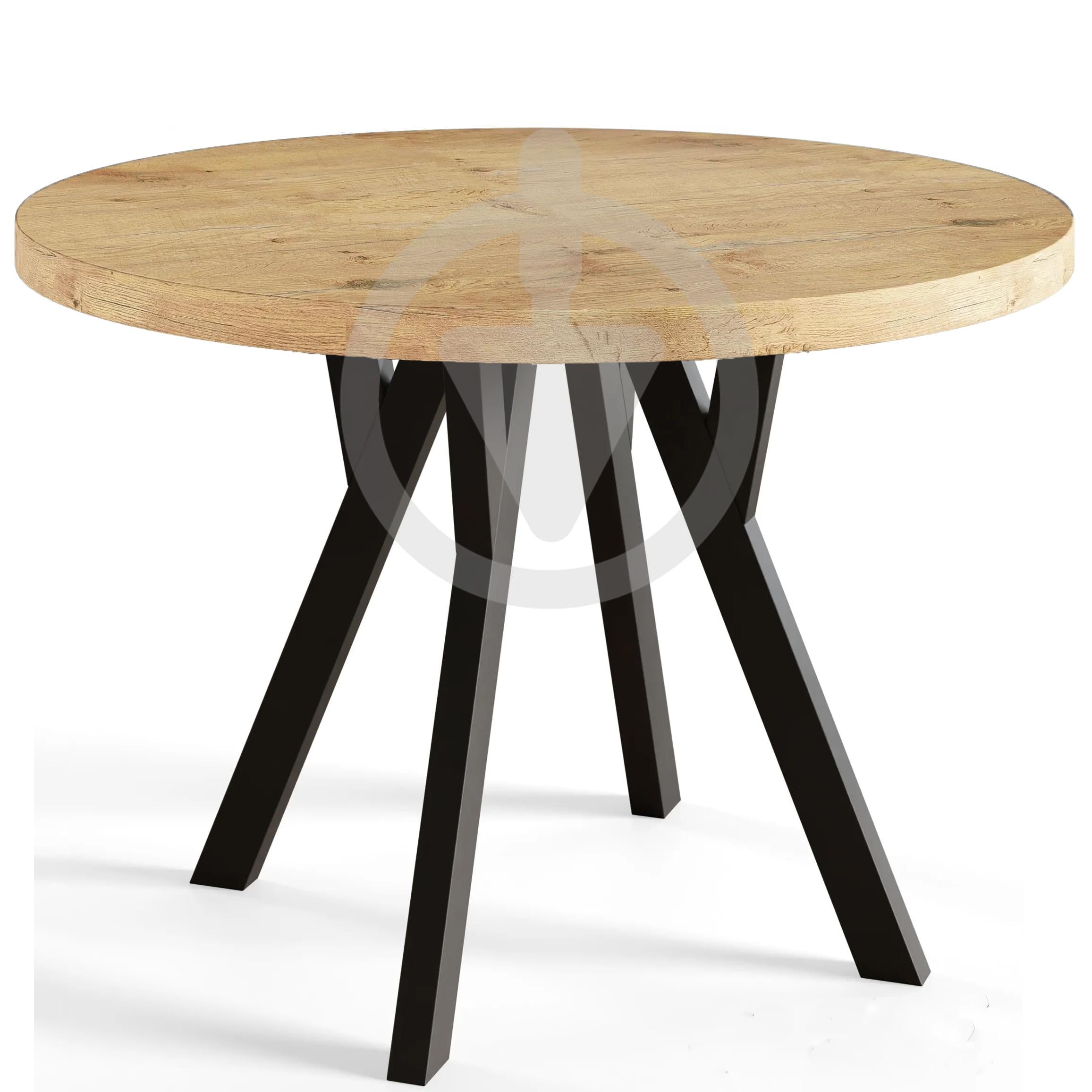 Стіл кухонний круглий RoMax Lite Loft 90 см Дуб крафт золотий/Чорний