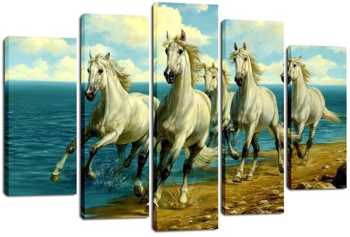 Картина модульная на холсте DK Белые лошади 80x108 см (PLM5-165)