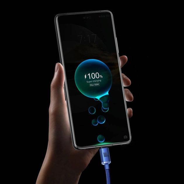 Кабель для швидкого заряджання BASEUS Crystal Shine Series USB For Type-C 100 W 5 A 2 м Purple (CAJY000505) - фото 10 Кабель для швидкого заряджання BASEUS Crystal Shine Series USB For Type-C 100 W 5 A 2 м Purple (CAJY000505) - фото 10