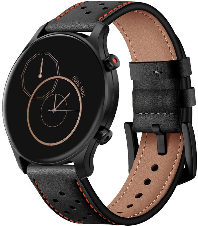 Ремінець шкіряний Classico для Haylou LS04 Black/Orange (26310-54) - фото 1