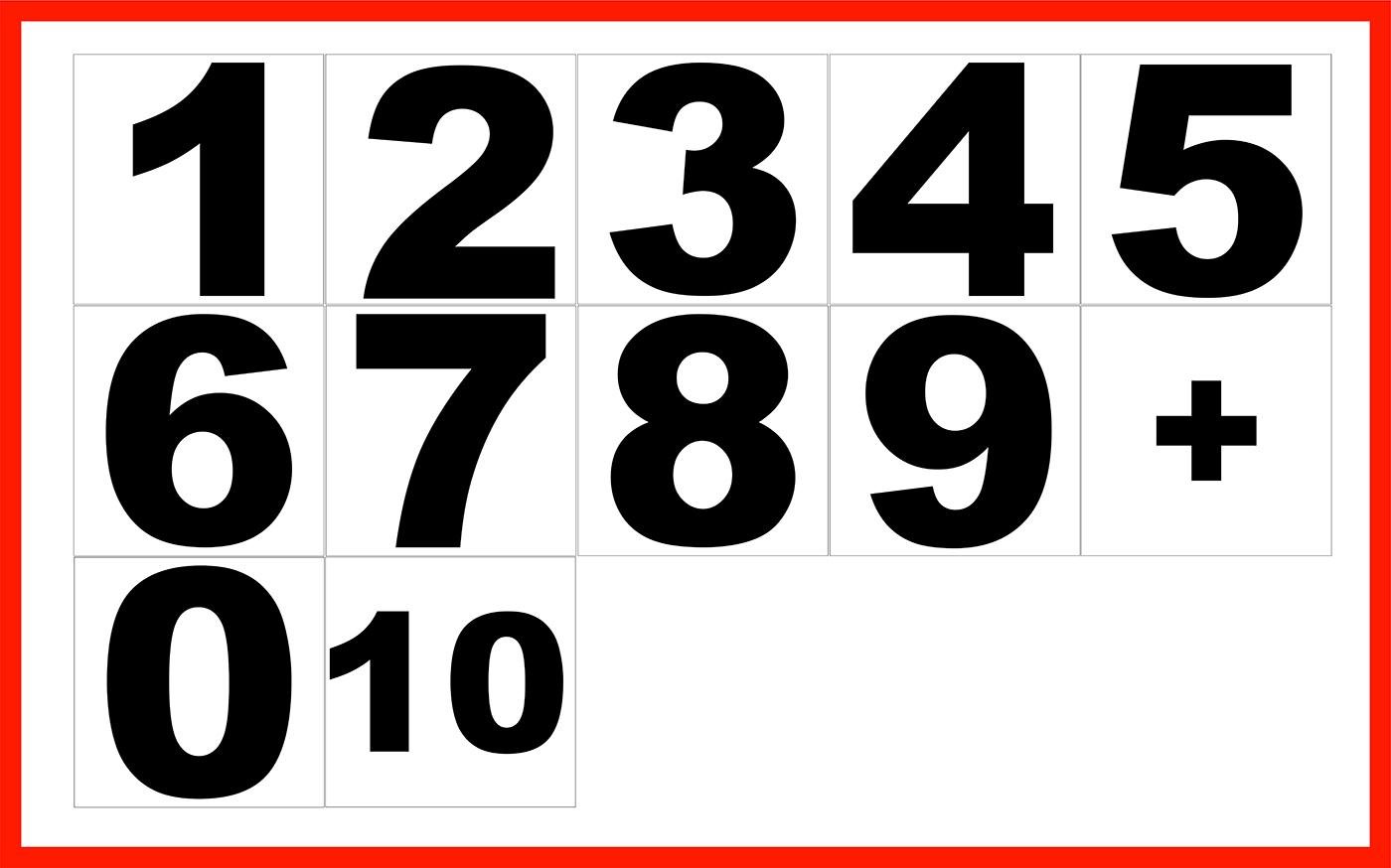 Набор цифр от 1-10 и знак "+" пленка (145-4789011233)