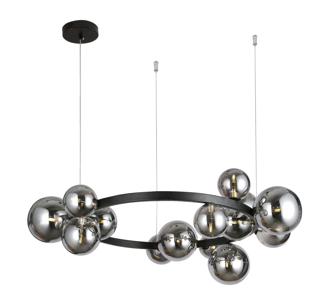 Люстрам кругла з куль на 15 ламп 85 см Чорний (918-LP267-15 BK+BK)