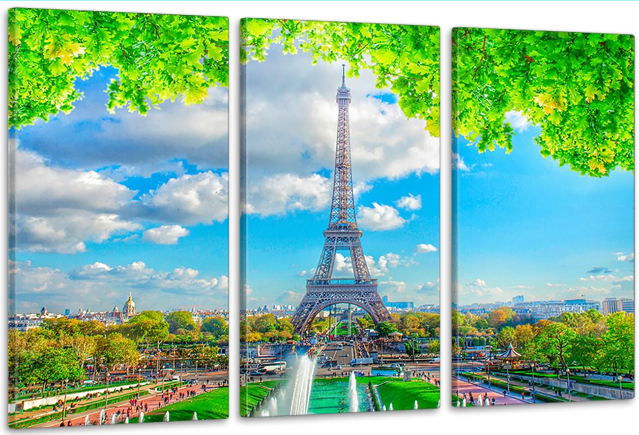 Картина модульная в гостиную/спальню Париж 70х130 см (ART-260_3A)