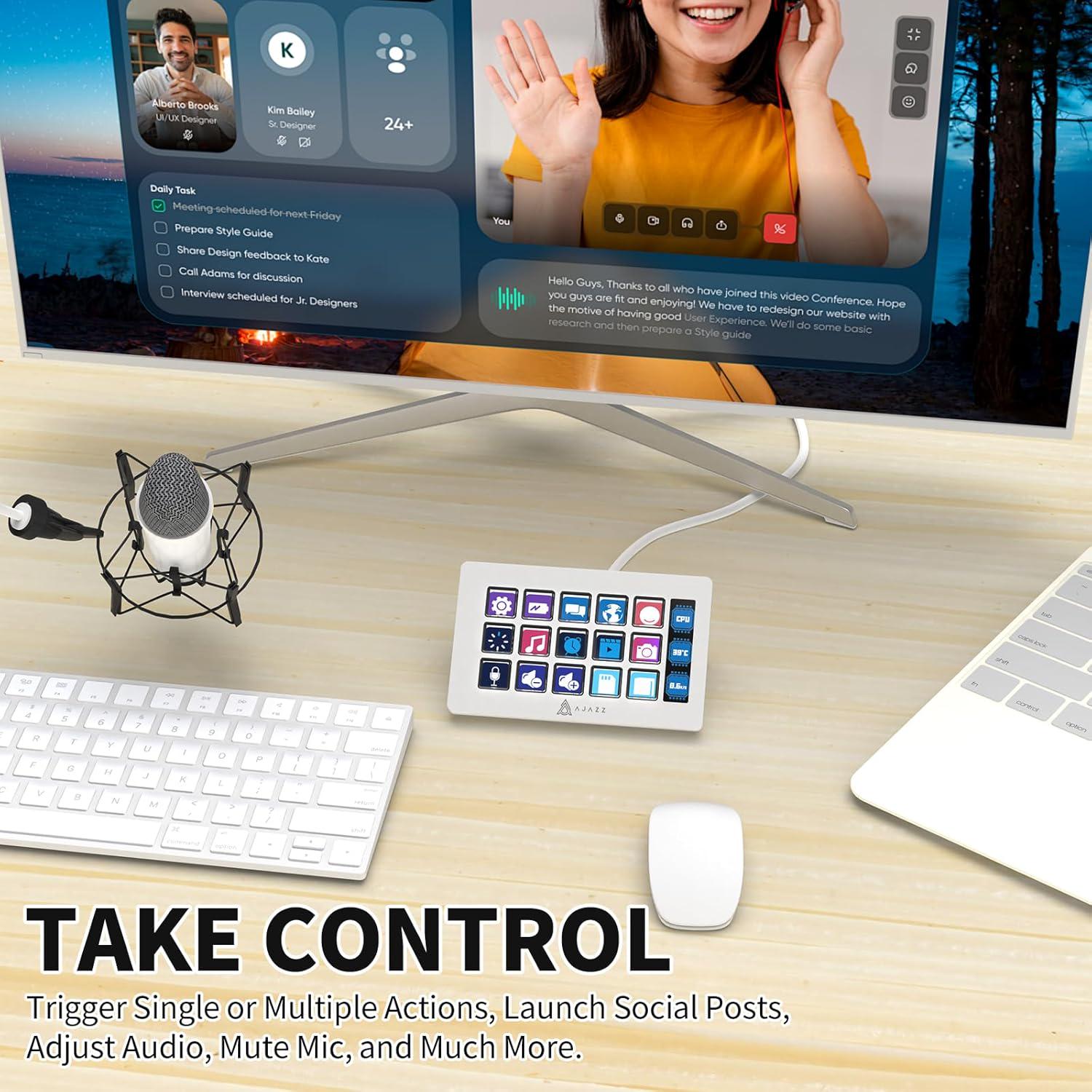 Клавиатура AJAZZ AKP153 Stream Controller Studio Deck 15 Macro Keys для потоковой передачи игр работы с Mac и ПК Белый - фото 8