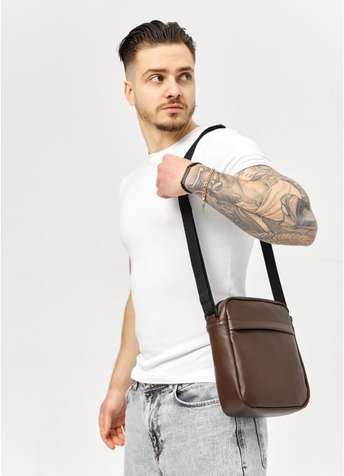 Мужская сумка-мессенджер Sambag через плечо из экокожи Коричневый (1003019723)