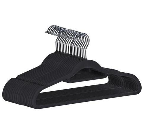 Комплект плечиків для одягу велюрові 20 шт. Чорний Комплект плечиків для одягу велюрові 20 шт. Чорний