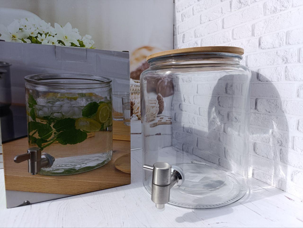 Лимонадник SNT 9038-6 скляний з бамбуковою кришкою 5 л Прозорий (9038-6) - фото 4 Лимонадник SNT 9038-6 скляний з бамбуковою кришкою 5 л Прозорий (9038-6) - фото 4