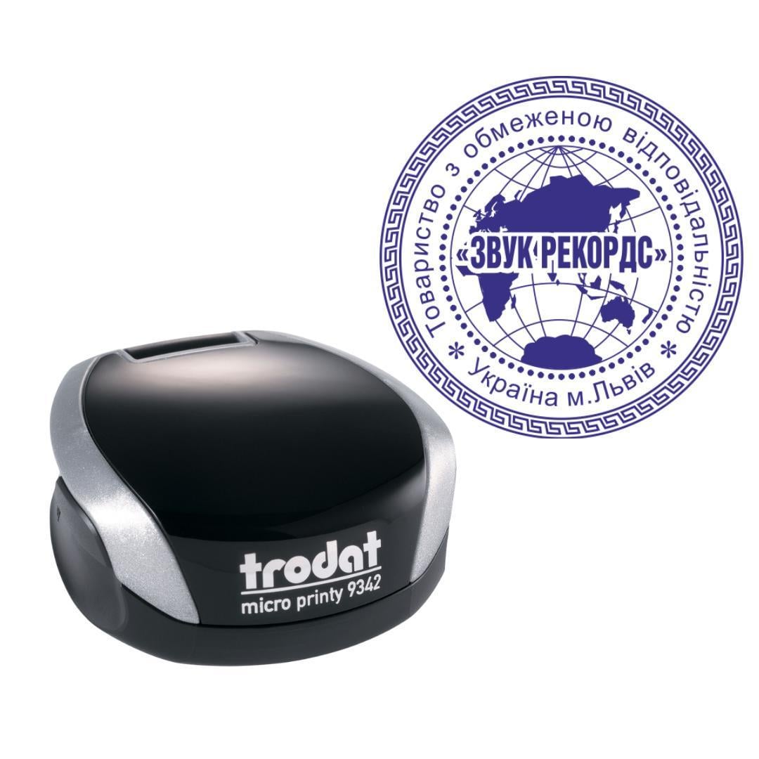 Печать ТОВ на карманном оснащении Trodat Micro Printy 9342 d 42 мм Серебристый (ООО7/9342/S)