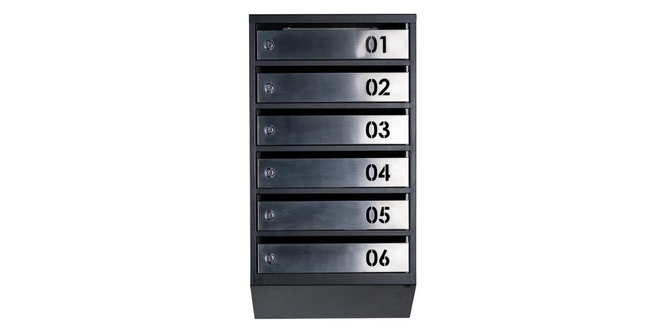 Почтовый ящик Галіндустрія ЯП-06-В для 6-ти квартир с дверцей из замком 390х750х200 мм с номером Черный (124-119-000007835)