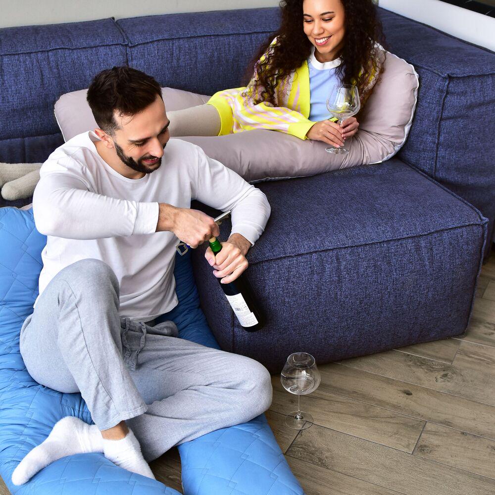 Набір подушок стьобаних IDEIA U-shape з наволочкою на блискавці антиалергенні 140х75х20 см 2 шт. Джинсовий/Сіро-білий (25875) - фото 11