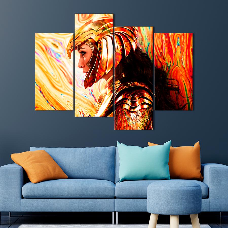 Настенний декор Чудо-женщина в золотых доспехах 89x56 см (A16-4)