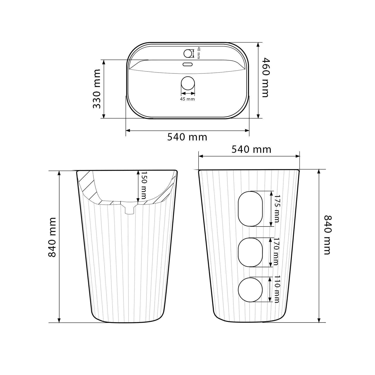 Умывальник напольный VBI Tarsia прямоугольный 460x540 мм Белый (RM-VBI-019008) - фото 7 Умывальник напольный VBI Tarsia прямоугольный 460x540 мм Белый (RM-VBI-019008) - фото 7