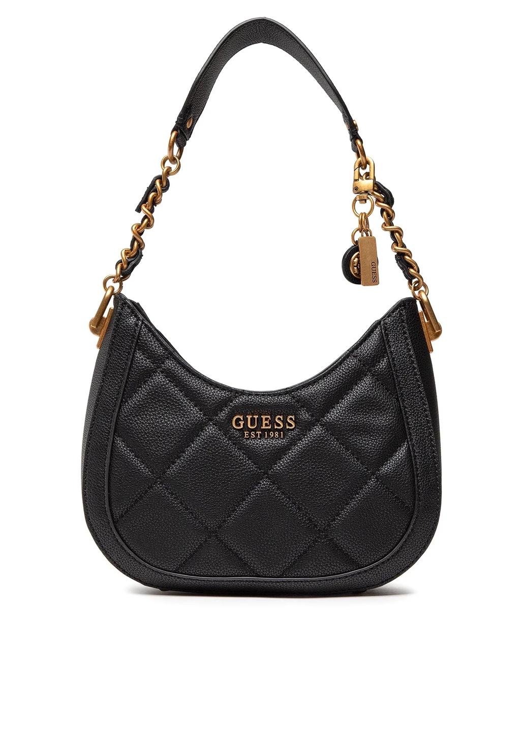 Сумка хобо жіноча з екошкіри Guess ABEY SMALL HOBO HWQB8558010-BLA Чорний