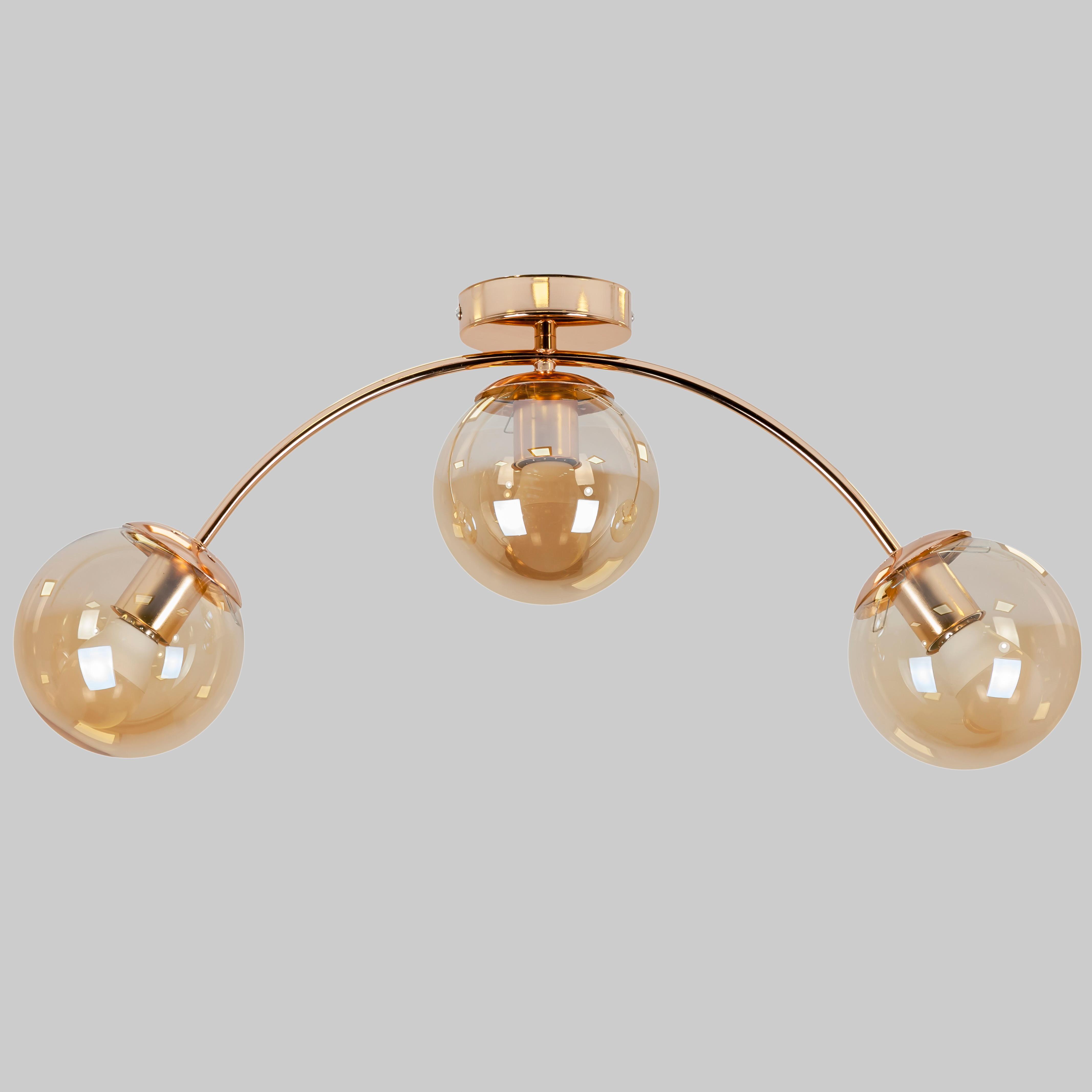Люстра потолочная с 3 плафонами-шарами (52-9907-3 GOLD+BR)