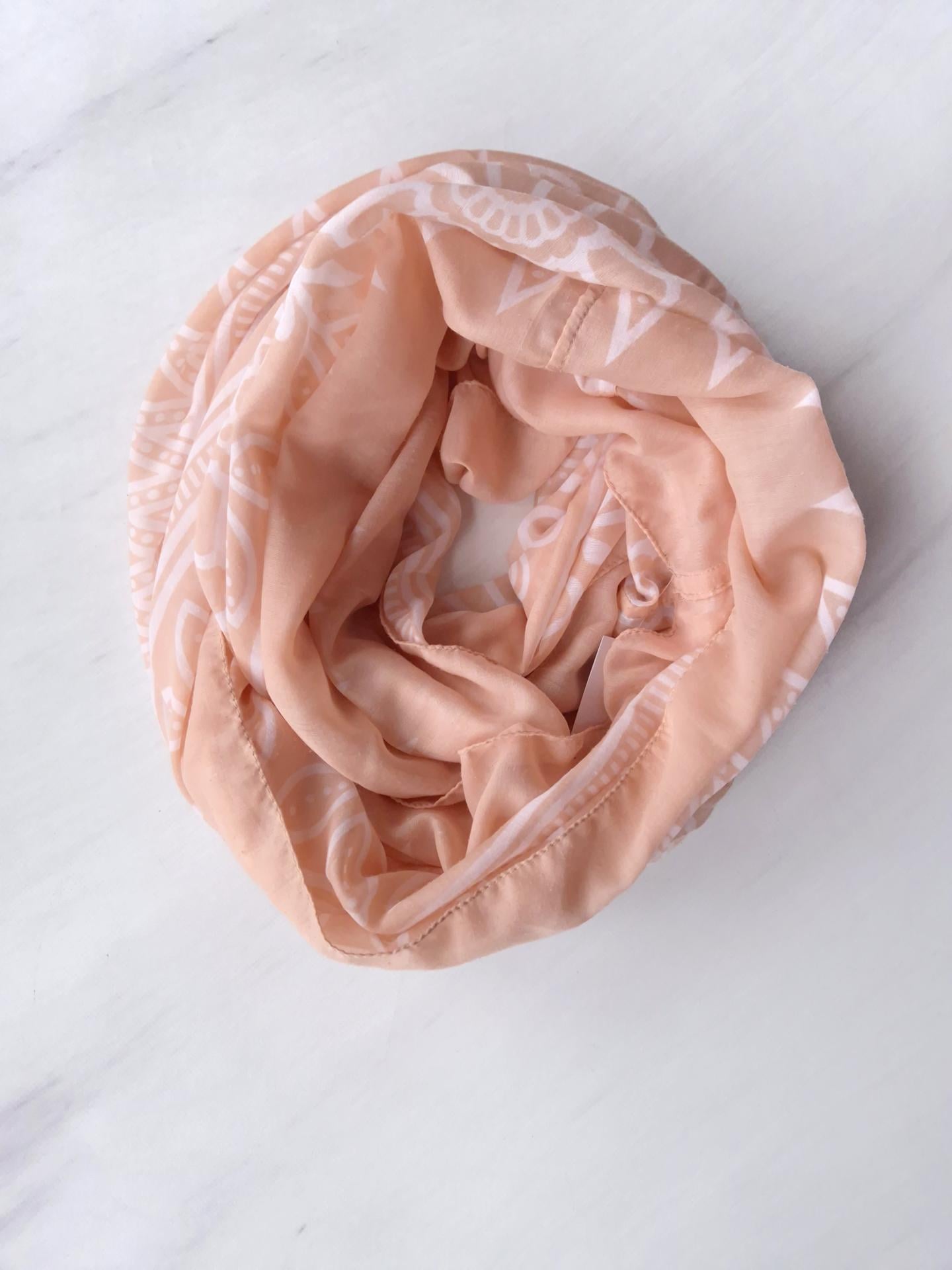 Шарф-снуд женский в цеточный принт весна-осень 156х112 см Оранжевый/Белый (15087)