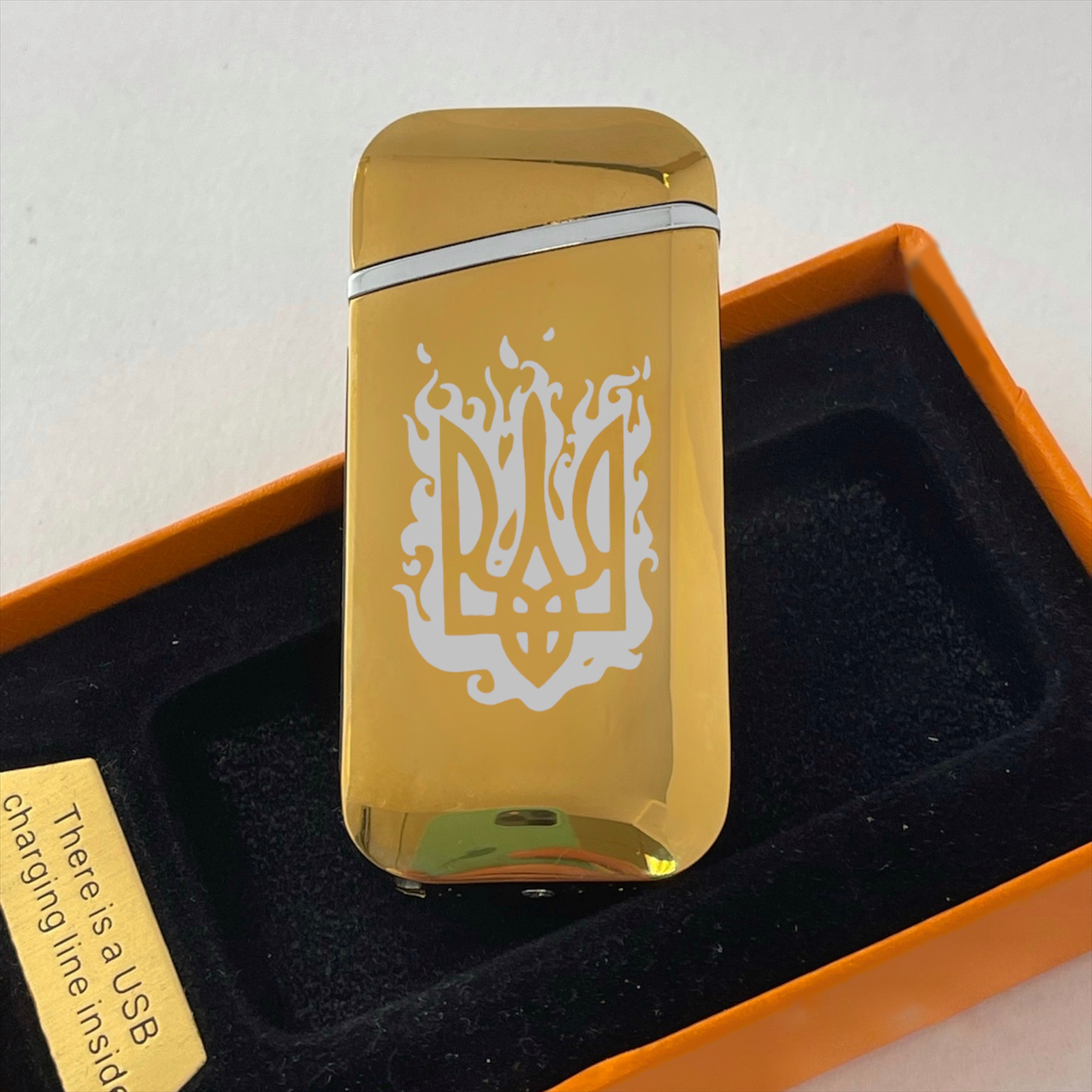 Запальничка USB з дугами "Тризуб" Золотий (ДУГ31)