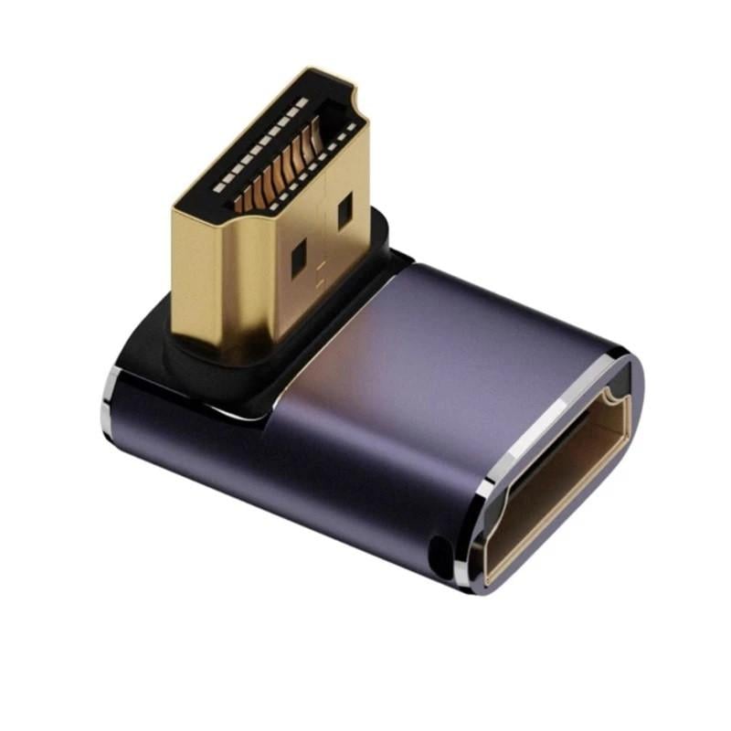 Переходник SUNROZ угловой адаптер HDMI-HDMI M/F LED Metal v2.1 48Gbps 8К A8K-07 (A-48698)