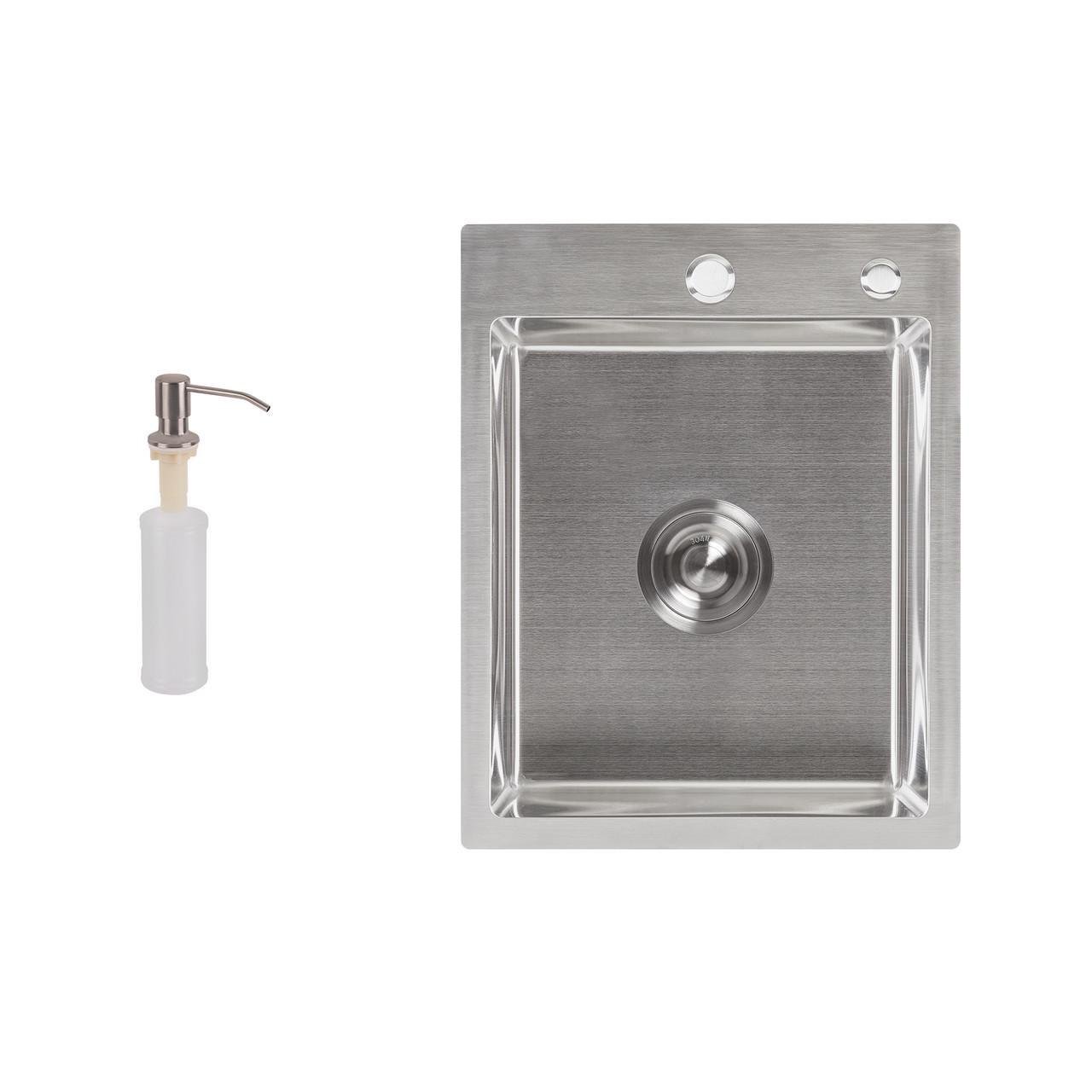 Мийка для кухні інтегрована Lidz Handmade H4050 LDH4050BRU39258 3,0/1,0 мм Brushed Steel