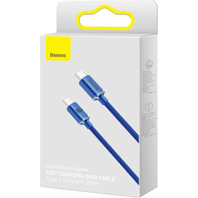 Кабель BASEUS Crystal Shine Series Fast Charging Cable Type-C to Type-C CAJY000603 100W 1,2 м Blue - фото 5