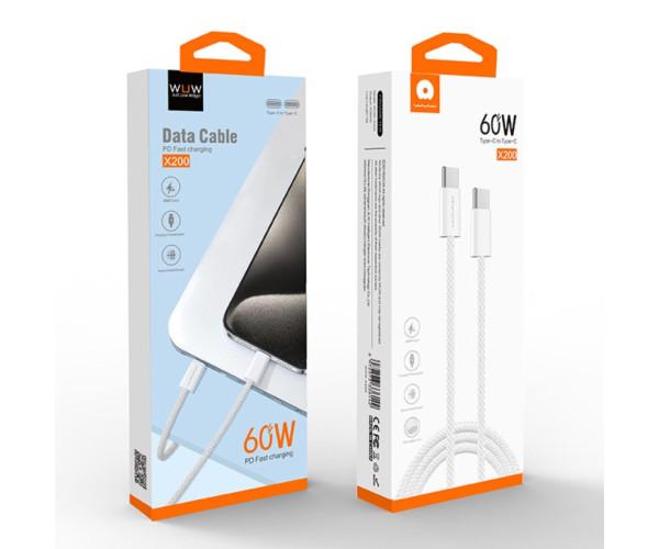 Кабель Data Wuw X200 Type-C-Type-C PD60W белый (06Wuw) - фото 3