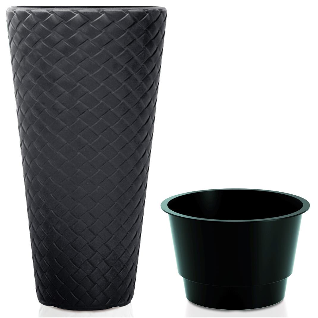 Горшок для цветов Prosperplast Matuba высокий 30х55 см с вкладышем Антрацит (71369-433)