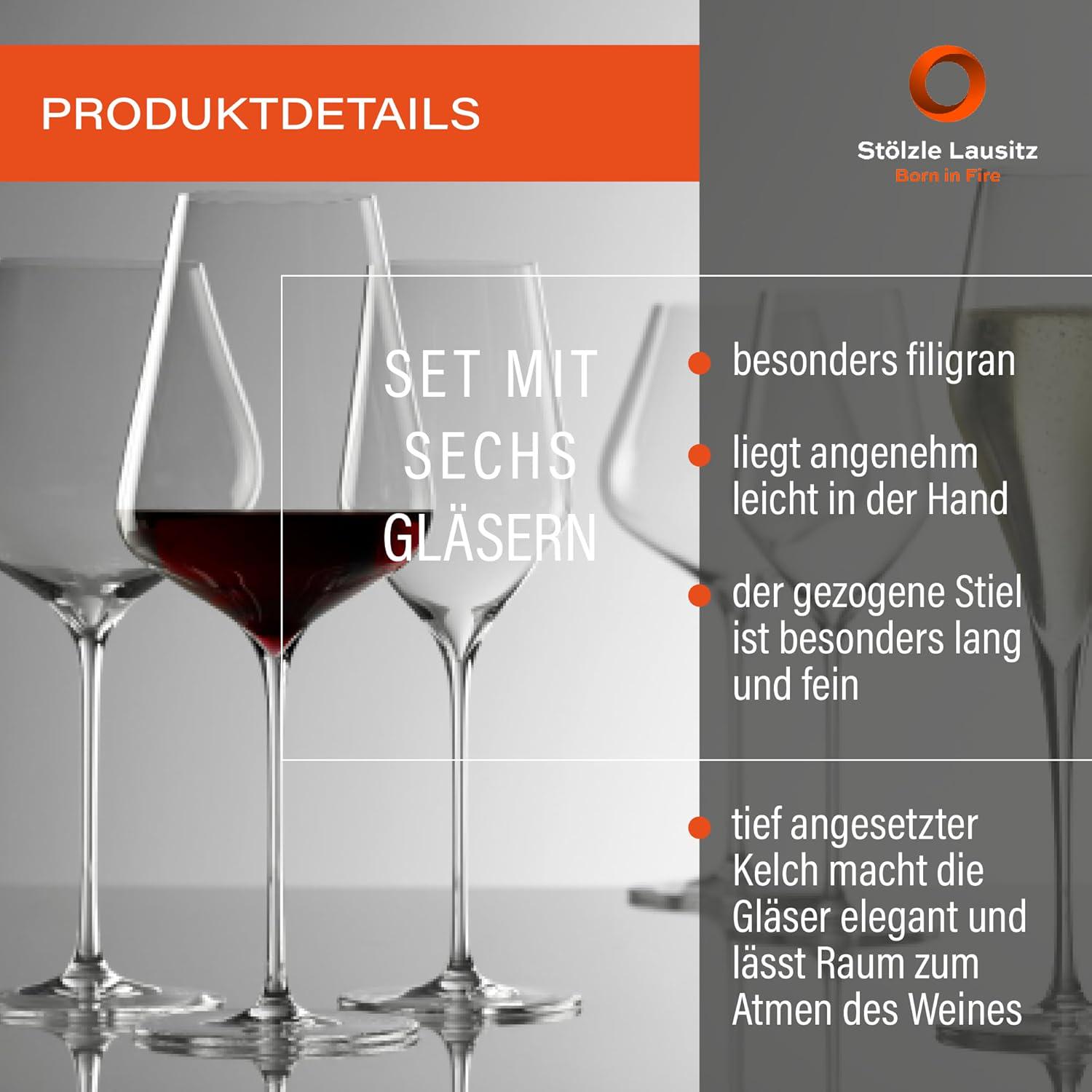 Набор бокалов для красного вина Stölzle Lausitz Bordeaux Q1 600 мл 6 шт. (4200035-1) - фото 4