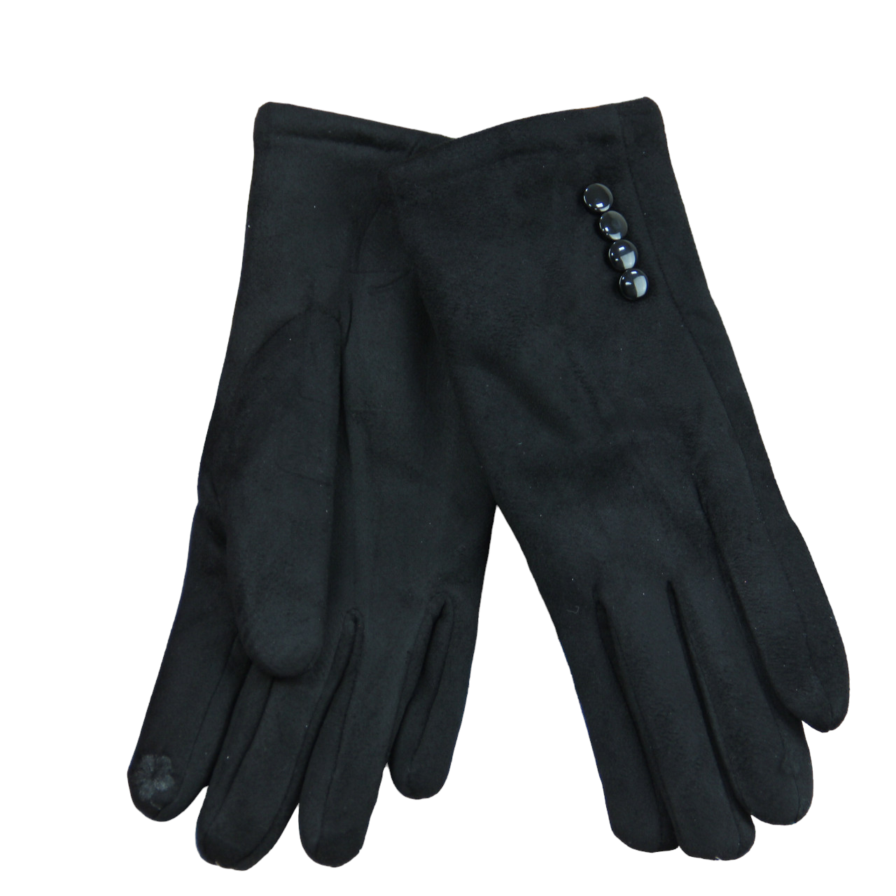 Перчатки женские сенсорные велюровые на меху с 3 пуговицами M-L (33968)