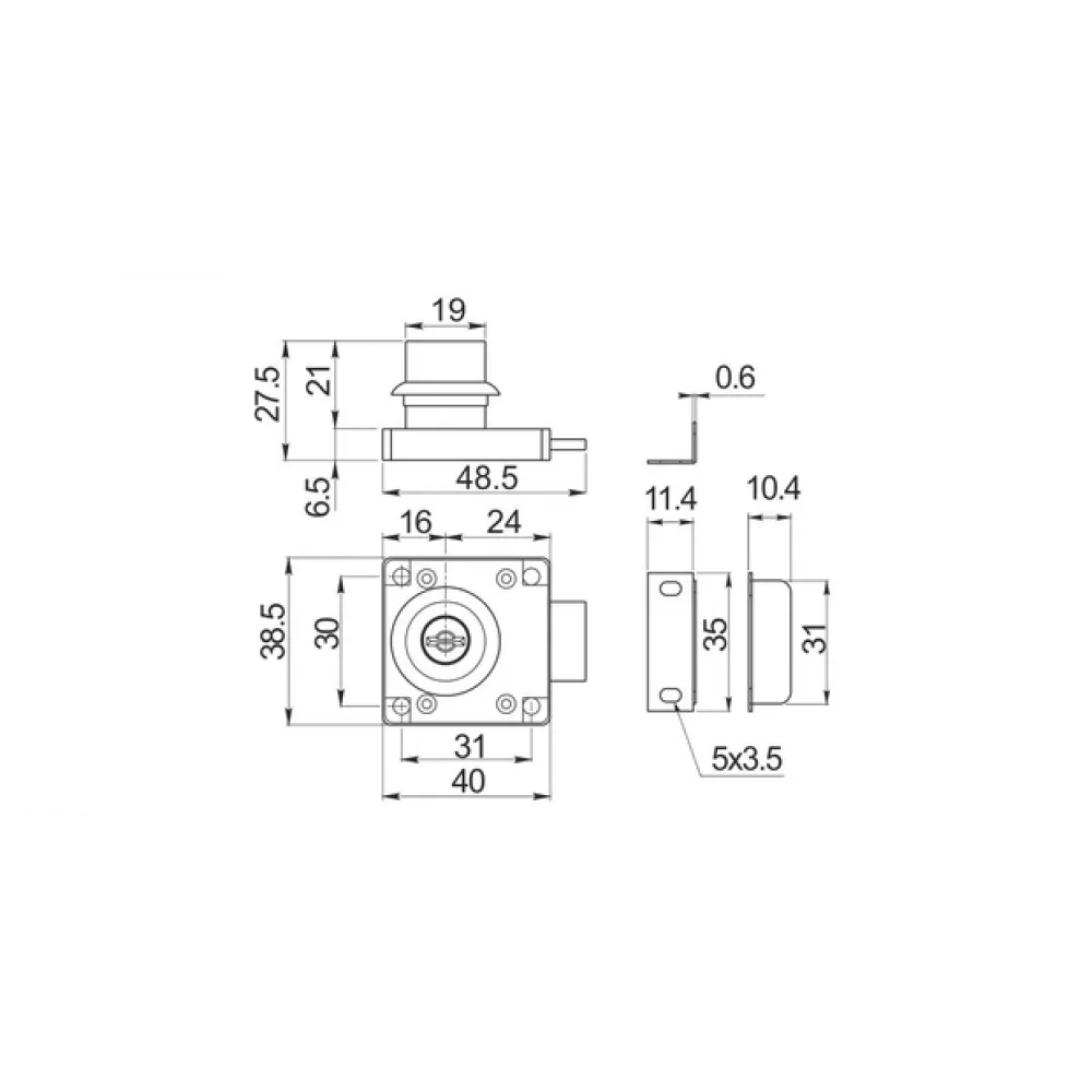 Меблевий замок GTV 138 Хром зі складним ключем 2 ключі (ZM0607) - фото 2
